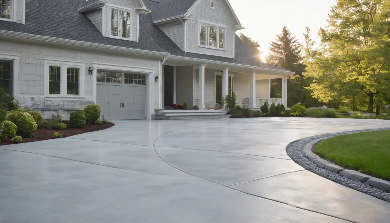 New concrete driveway beside a suburban home near Philadelphia